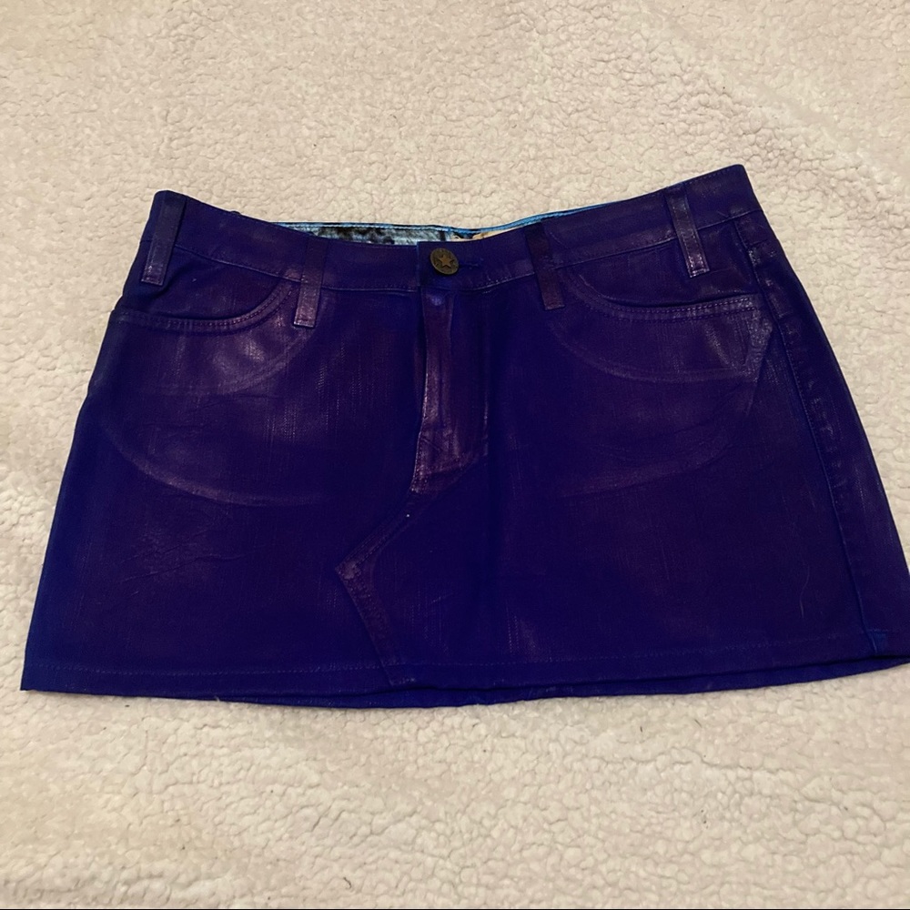 BREAD DENIM purple dyed denim mini skirt